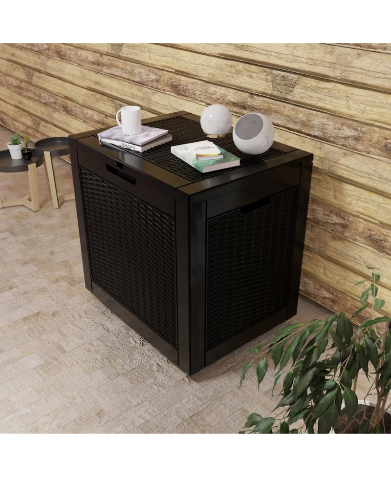 31 Gal Rattan Deck Boxes for Outdoor Storage with Side Handles