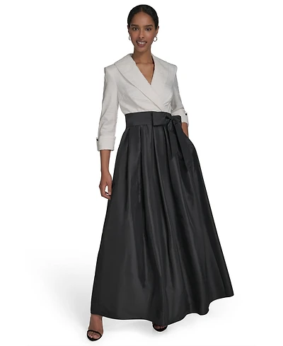 Jessica Howard Women's Colorblocked V-Neck Ball Gown