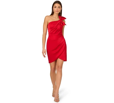 Adrianna Women's Satin One-Shoulder Short Sheath Dress