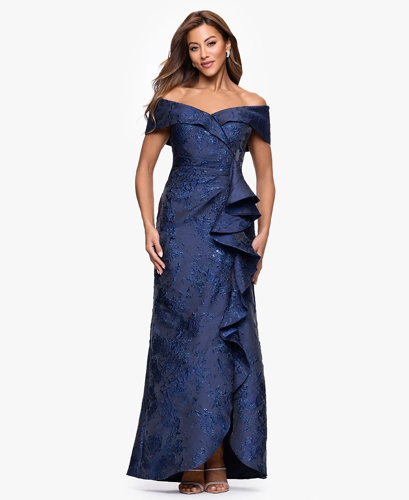 Xscape Women's Jacquard Long Fit & Flare Dress