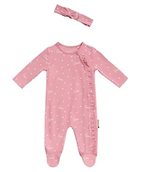 Guess Baby Girls Long Sleeve Printed Footie Coverall and Headband Set