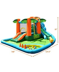 Gymax Inflatable Bounce House Jump Bouncer Kids Water Park Splash Play Center w/Blower