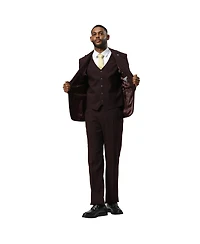 Stacy Adams Men's 3-Piece Paisley Jacket With Solid Vest And Pants Suit Peak Lapel
