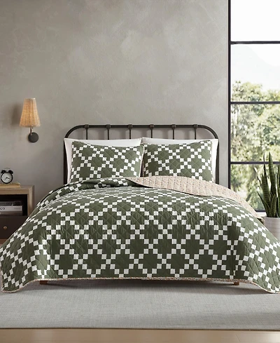 Eddie Bauer Diamond Floral Cotton Reversible 3-Pc. Quilt Set, King