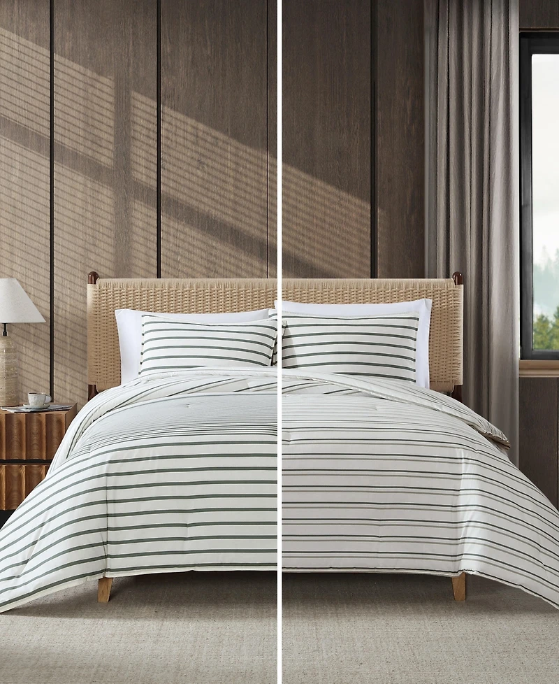 Eddie Bauer Cooper Stripe Cotton Reversible 3-Pc. Comforter Set, King