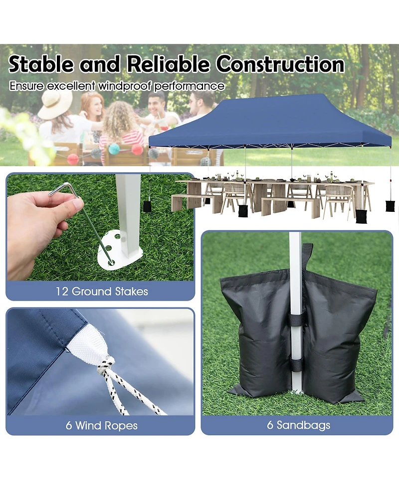 Gymax 10 x 20FT Pop-up Canopy Tent Folding Instant Sun Shelter w/ 3 Adjustable Heights