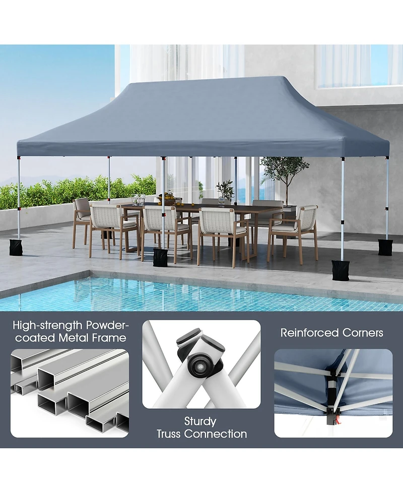 Gymax 10 x 20FT Pop-up Canopy Tent Folding Instant Sun Shelter w/ 3 Adjustable Heights