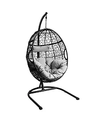 Gymax Hanging Hammock Chair Egg Swing Chair w/ Seat Cushion Pillow Stand