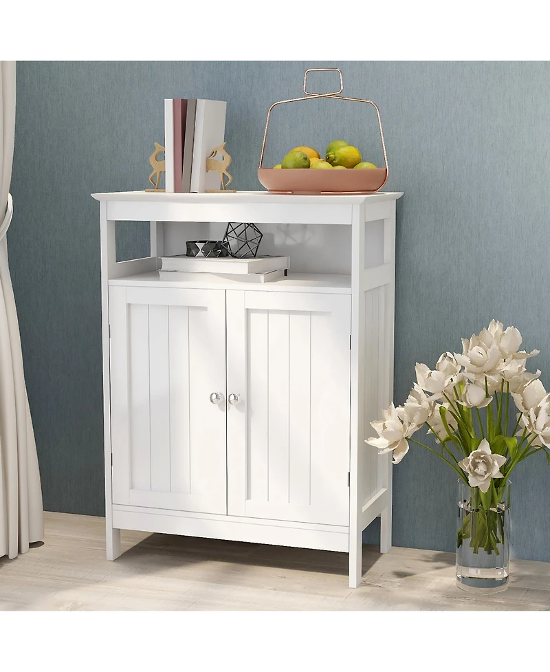 Casainc Bathroom Storage Cabinet with Double Shutter Doors in White, Elegant & Functional
