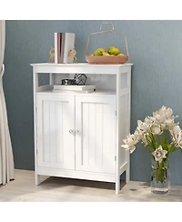 Casainc Bathroom Storage Cabinet with Double Shutter Doors in White, Elegant & Functional