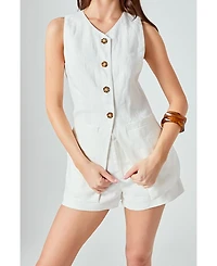 English Factory Women's Linen Vest