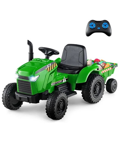 Gymax 2-in-1 Kids Ride On Tractor 12V Battery Powered Toy Car w/ Remote Control