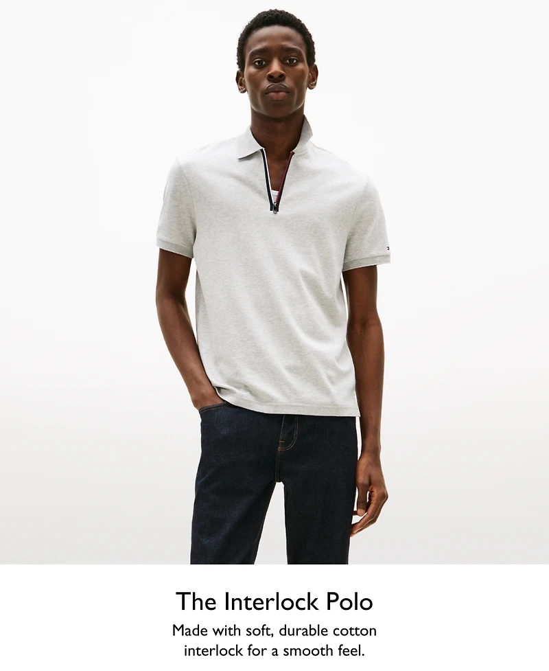Tommy Hilfiger Men's Regular-Fit Interlock Zip Polo Shirt