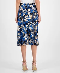 Kasper Women's Printed Pull-On Midi Skirt, Regular & Petite