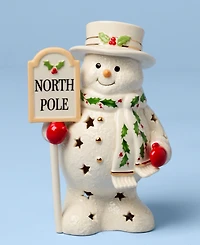 Lenox Happy Holly Days North Pole Snowman Lit Figurine