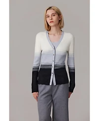 Jennie Liu Women's Lurex Wool Cardigan | Metallic Button Up V Neck Sweater Ultra Soft Ribbed Shimmer Knit Machine Washable Sweaters