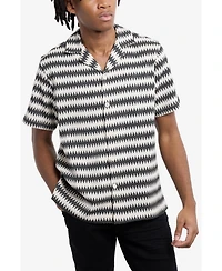 Spring + Mercer Men's Crochet Camp Collar Short Sleeve Shirt