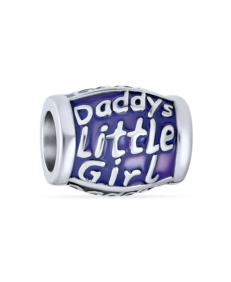 Bling Jewelry Set of 3 Daddy's Little Girl & Solid Lilac Purple Crystal Spacer Charm Bead Sterling Silver for European Bracelet