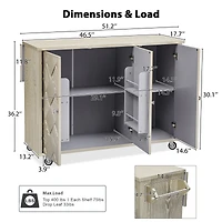Casainc 51.2" Solid Wood Kitchen Island with Drop Leaf, Handwoven Finish, Storage and Wheels
