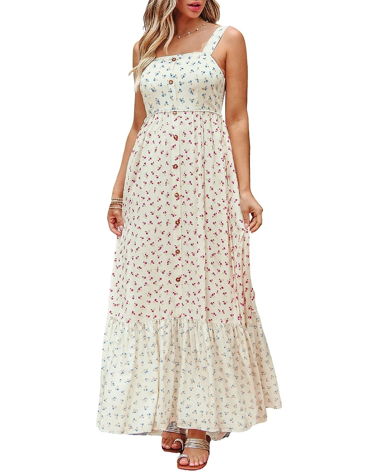 Cupshe Women's Countryside Stroll Floral Maxi Beach Dress