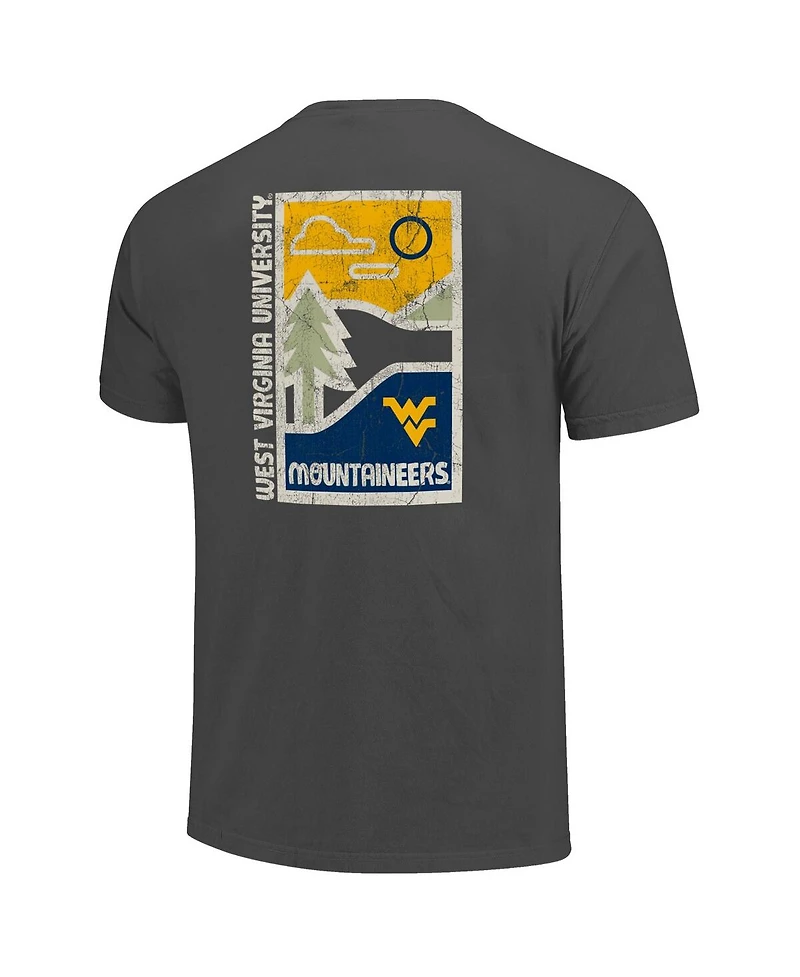 Image One Men's Graphite West Virginia Mountaineers Comfort Colors Minimal Vista Distressed Graphics T-Shirt