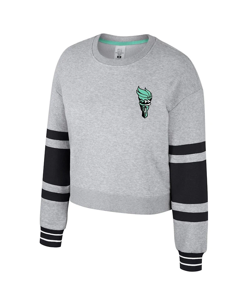 Stadium Essentials Men's and Women's Heather Gray New York Liberty Cropped Pullover Sweatshirt