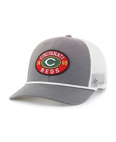 '47 Brand Men's Gray/White Cincinnati Reds Tide Sweep Rope Trucker Adjustable Hat