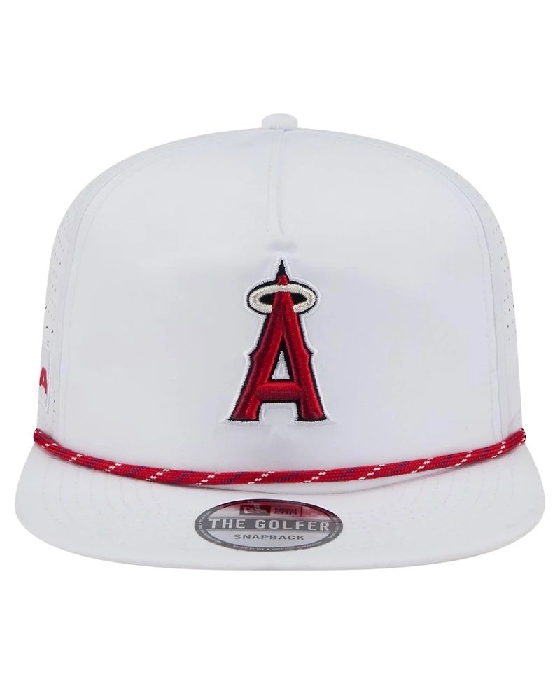 New Era Men's White Los Angeles Angels Perforated Golfer Snapback Hat