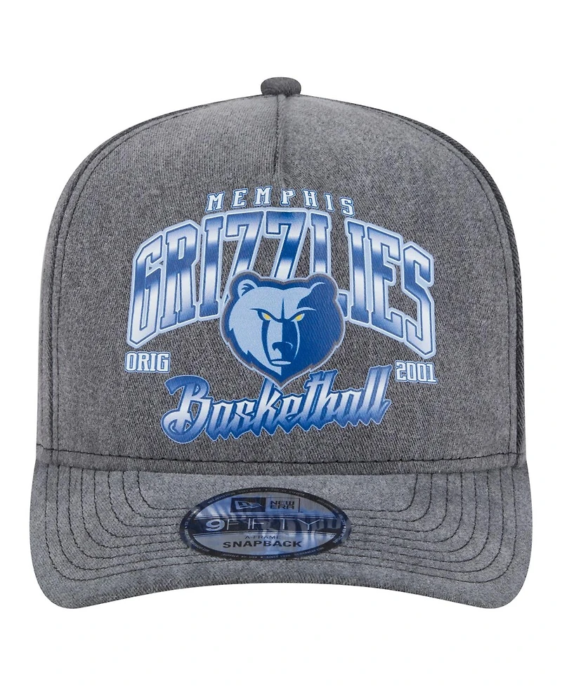 New Era Men's Charcoal Memphis Grizzlies Throwback Washed Pre-Curved 9FIFTY Snapback Hat