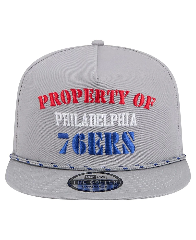 New Era Men's Gray Philadelphia 76ers Throwback Property Of Golfer Snapback Hat