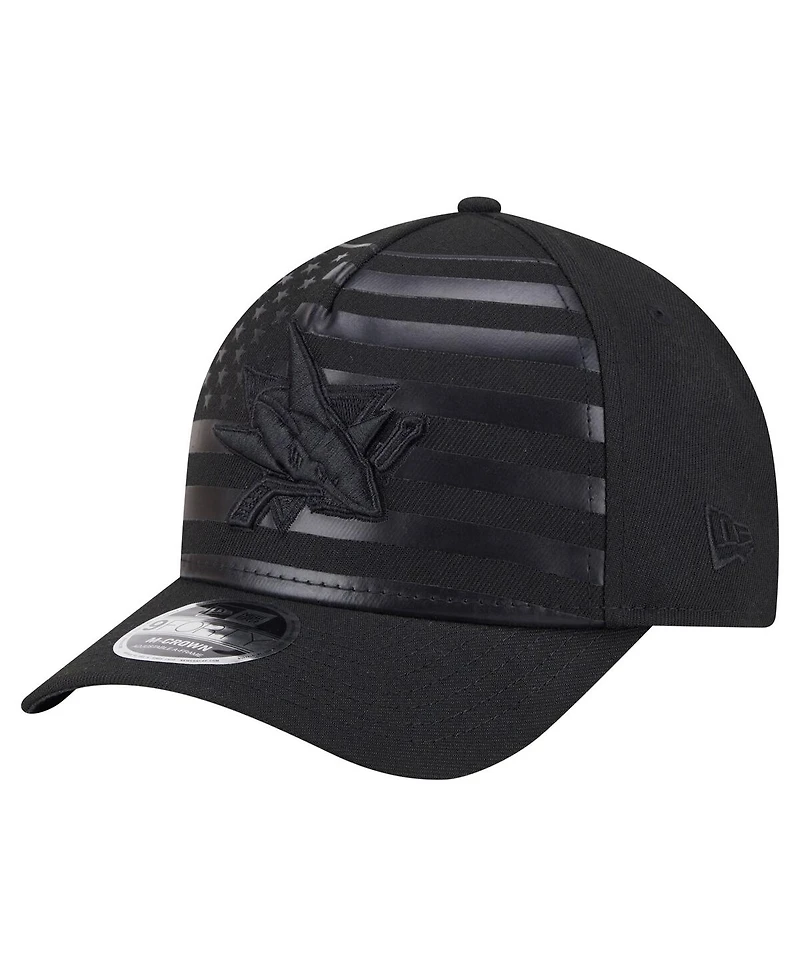 New Era Men's Black San Jose Sharks Game Day Stealth Flag 9FORTY A-Frame Adjustable Hat