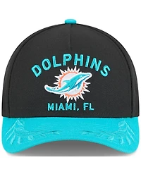 New Era Big Boys and Girls Black/Aqua Miami Dolphins 2025 Nfl Draft 9FORTY A-Frame M-Crown Adjustable Hat