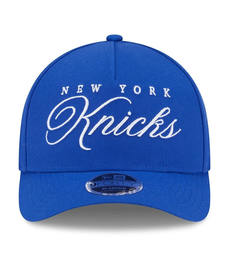 New Era Men's Blue New York Knicks 2025 Nba Draft M-Crown A-Frame 9FORTY Adjustable Hat