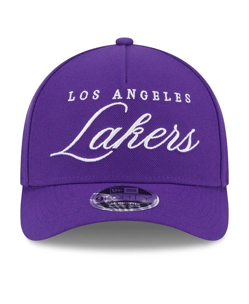 New Era Men's Purple Los Angeles Lakers 2025 Nba Draft M-Crown A-Frame 9FORTY Adjustable Hat