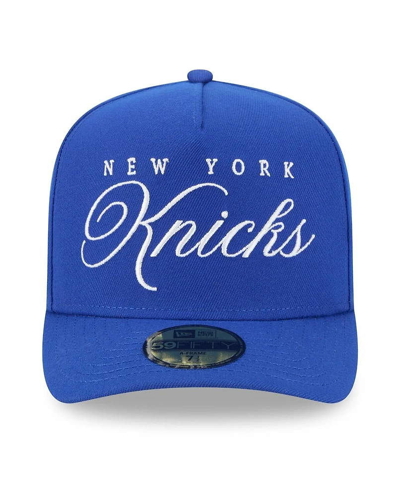 New Era Men's Blue York Knicks 2025 Nba Draft A-Frame 59FIFTY Fitted Hat