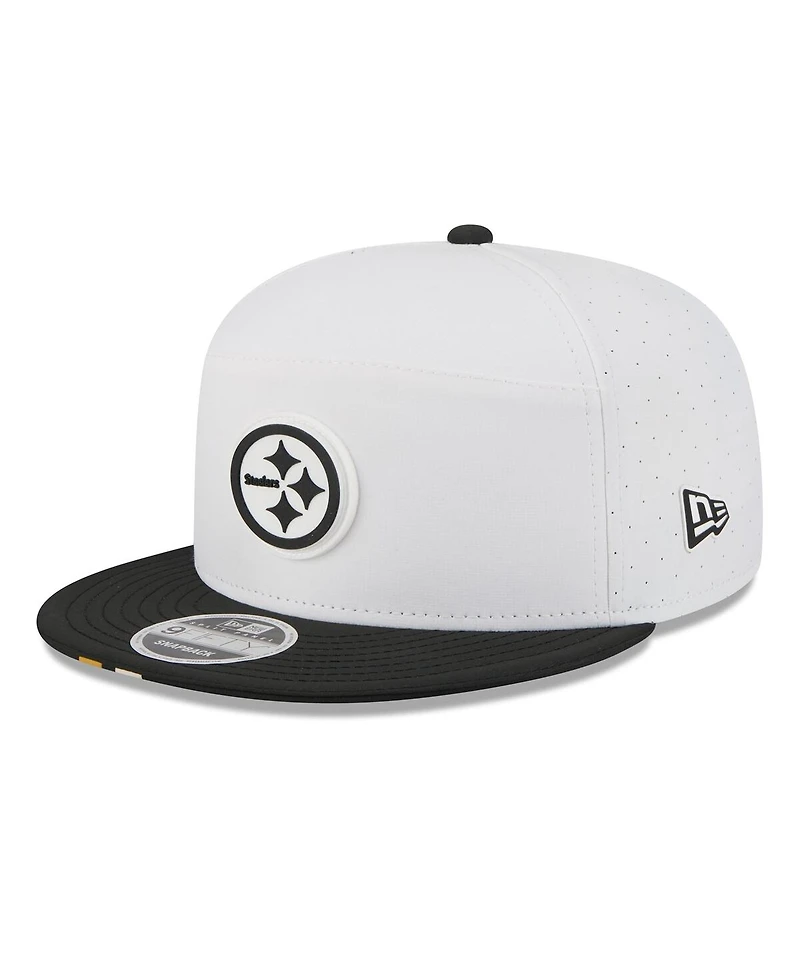 New Era Men's White/Black Pittsburgh Steelers 2025 Nfl Training Camp Split Panel 9FIFTY Snapback Hat
