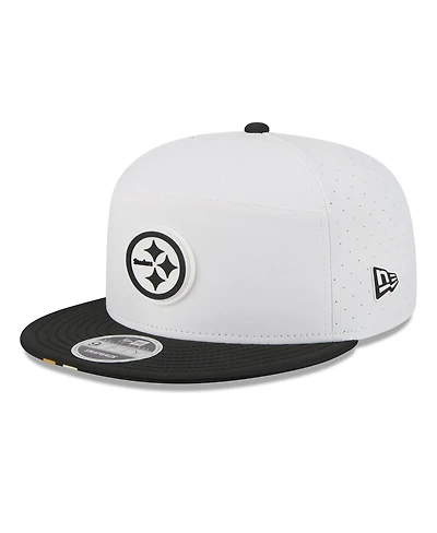 New Era Men's White/Black Pittsburgh Steelers 2025 Nfl Training Camp Split Panel 9FIFTY Snapback Hat