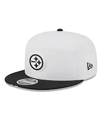 New Era Men's White/Black Pittsburgh Steelers 2025 Nfl Training Camp Split Panel 9FIFTY Snapback Hat