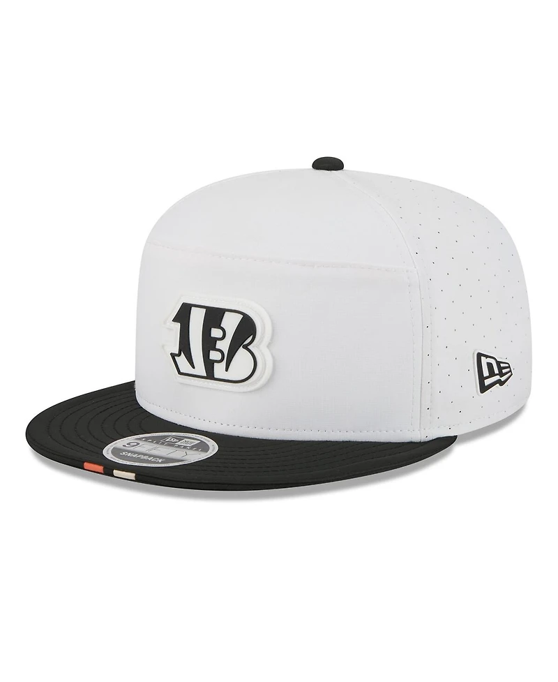 New Era Men's White/Black Cincinnati Bengals 2025 Nfl Training Camp Split Panel 9FIFTY Snapback Hat