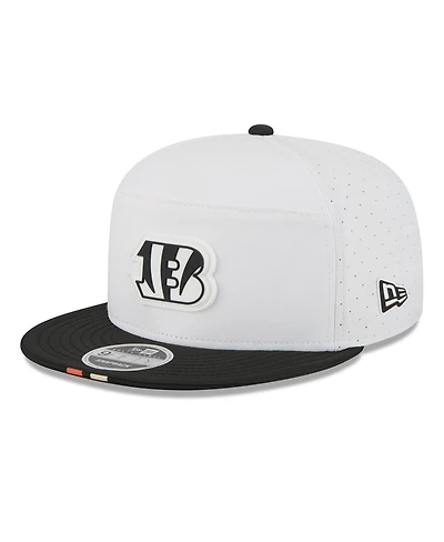New Era Men's White/Black Cincinnati Bengals 2025 Nfl Training Camp Split Panel 9FIFTY Snapback Hat