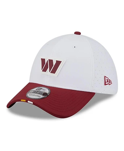 New Era Men's White/Burgundy Washington Commanders 2025 Nfl Training Camp 39THIRTY Flex Hat