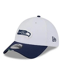 New Era Men's White/College Navy Seattle Seahawks 2025 Nfl Training Camp 39THIRTY Flex Hat