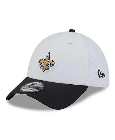 New Era Men's White/Black Orleans Saints 2025 Nfl Training Camp 39THIRTY Flex Hat