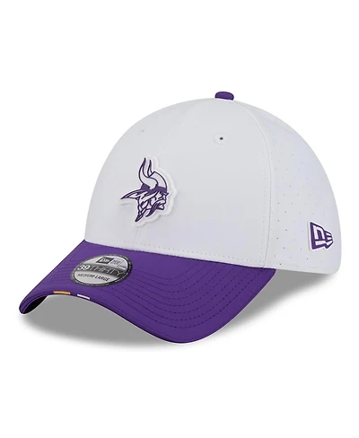 New Era Men's White/Purple Minnesota Vikings 2025 Nfl Training Camp 39THIRTY Flex Hat