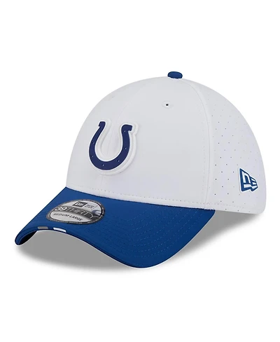 New Era Men's White/Royal Indianapolis Colts 2025 Nfl Training Camp 39THIRTY Flex Hat
