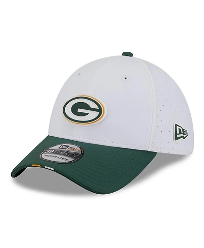 New Era Men's White/Green Bay Packers 2025 Nfl Training Camp 39THIRTY Flex Hat