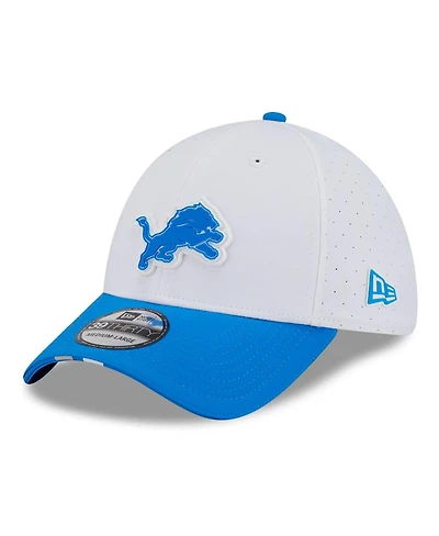 New Era Men's White/Blue Detroit Lions 2025 Nfl Training Camp 39THIRTY Flex Hat
