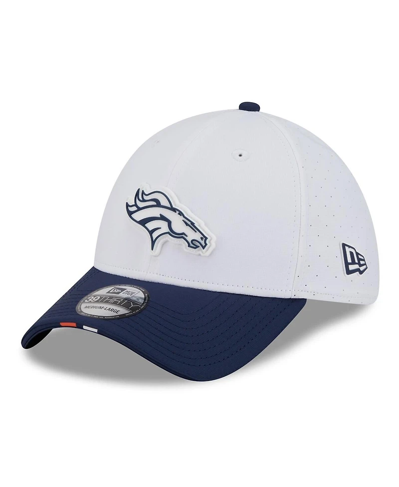 New Era Men's White/Navy Denver Broncos 2025 Nfl Training Camp 39THIRTY Flex Hat
