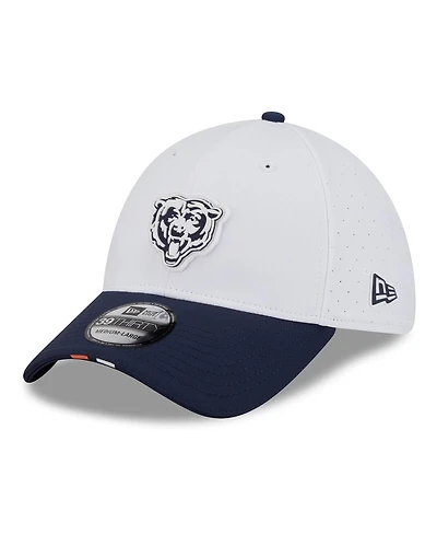 New Era Men's White/Navy Chicago Bears 2025 Nfl Training Camp 39THIRTY Flex Hat