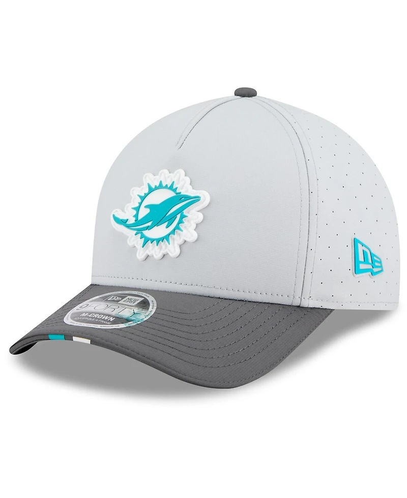 New Era Men's Gray/Graphite Miami Dolphins 2025 Nfl Training Camp A-Frame 9FORTY Adjustable Hat